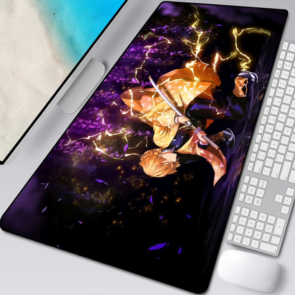 Anime Bloqueio Borda Mouse Pad xl Kimetsu no Yaiba Agatsuma Zenitsu Teclado Pcdesk Csgo Pad Gamers Computador