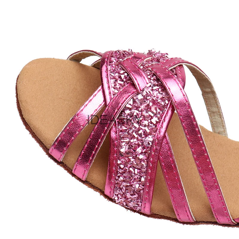 Child Dance Shoe For Girls/Kids/Women Ballroom Latin Shoe Ladies Modern Tango Salsa Sandals Dancing Shoe 3CM Low Heel cow split 2