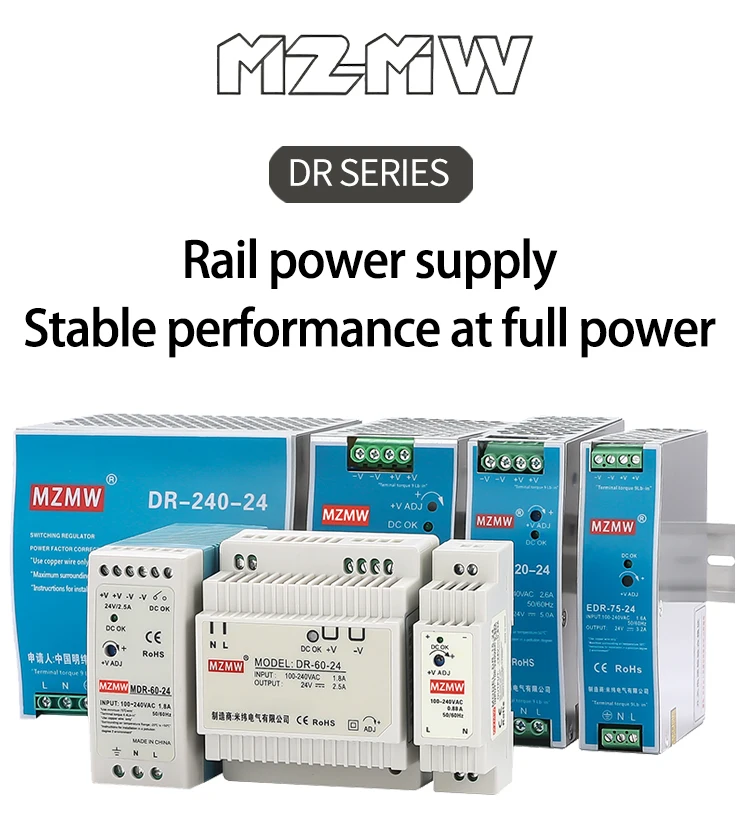 Description Picture 2 of itemDR DIN Rail Switching Power Supply Series 15W AC To DC 100-240VAC 5V 12V 24VDC LED Strip Industrial Transformers Adapter