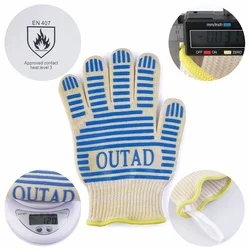 Outad – gants résistants à la chaleur, étanches pour barbecue, 5 doigts, 26/35Cm 