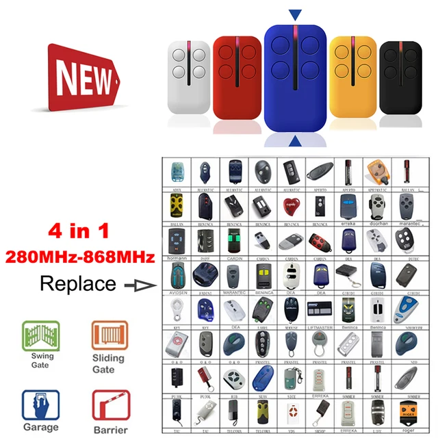 For PHOX PHOENIX 433.92MHz 868MHz PHOENIX2 PHOENIX4 PHOX2 PHOX4 TXC2 TXC4 TRC2 TRC4 TSC Garage Door / Gate Remote Control 6