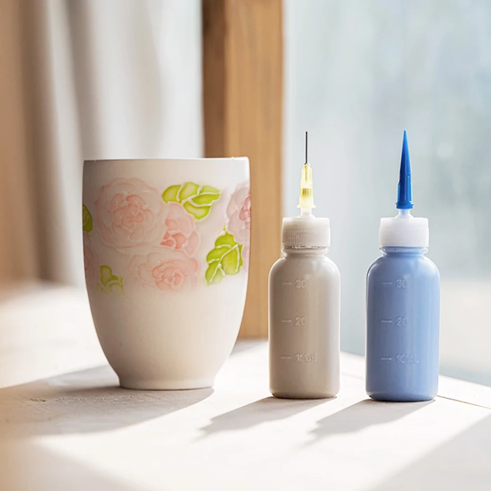 Description Picture 5 of item50ml Pottery Mud Painting Bottle Squeeze Mud Bottle Multi-needle DIY Texture Ceramic Coloring Glaze Painted Clay Sculpture Tool