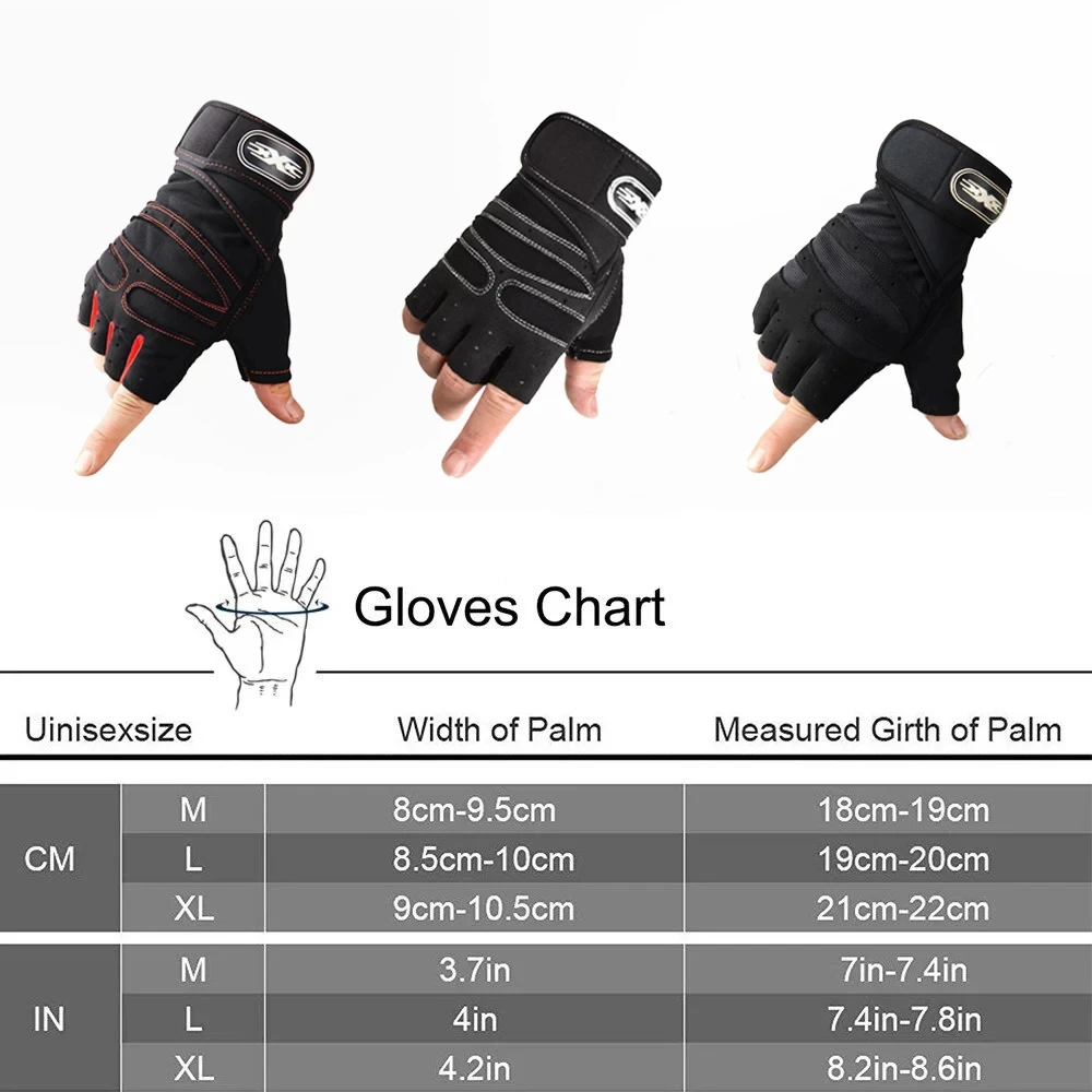 Fitness Half Finger Gloves Men Women Weight Lifting Gloves with Wrist Support Riding Non Slip Horizontal Bar Exercise Training 5
