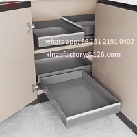 ตะกร้าจัดระเบียบในตู้ครัวแบบปรับแต่งได้ ชั้นวางมุมแบบตาข่ายแน่น สีฟ้า สำหรับเก็บเครื่องปรุงในตู้แบบลึกพิเศษ 2