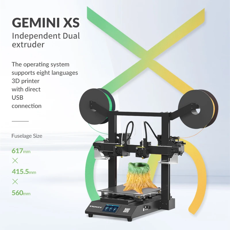 

3D-принтер TRONXY Gemini XS FDM с двумя экструдерами, 255*255*260 мм