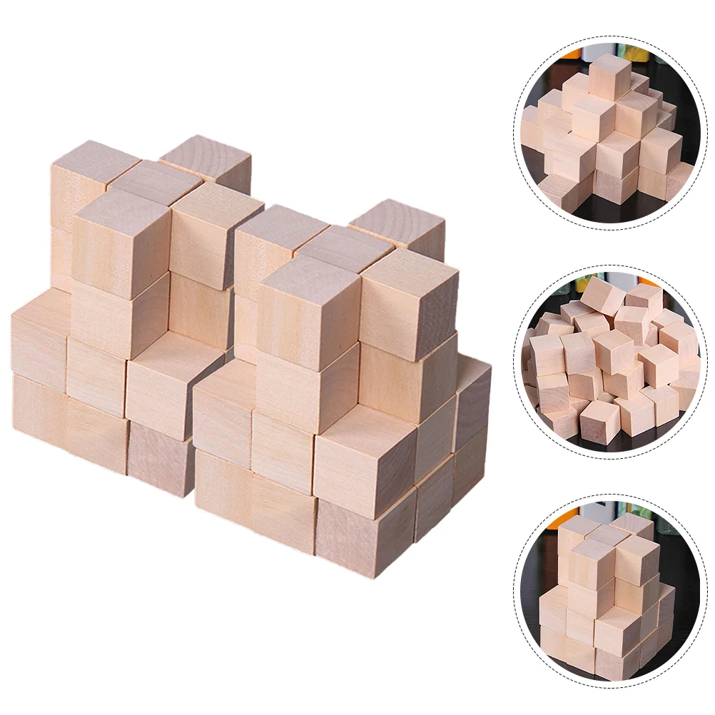 

250 Pcs Architecture Square Wooden Block Child Building Blocks Pine Unfinished Blank