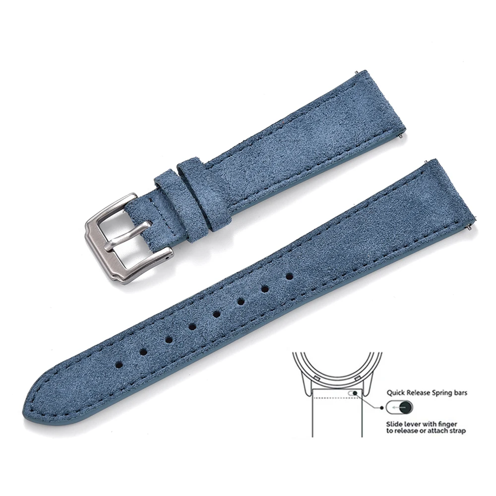 Luxurious Vintage Suede Leather Watch Band - Soft & Comfortable Adjustable Strap