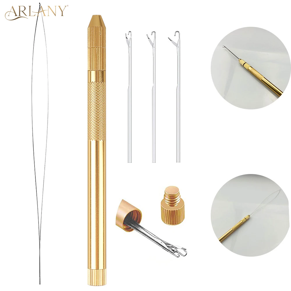 알라니 4 in 1 헤어 크로셰 훅 세트 (마이크로 비즈 링, 헤어 풀링 루프, 니들..