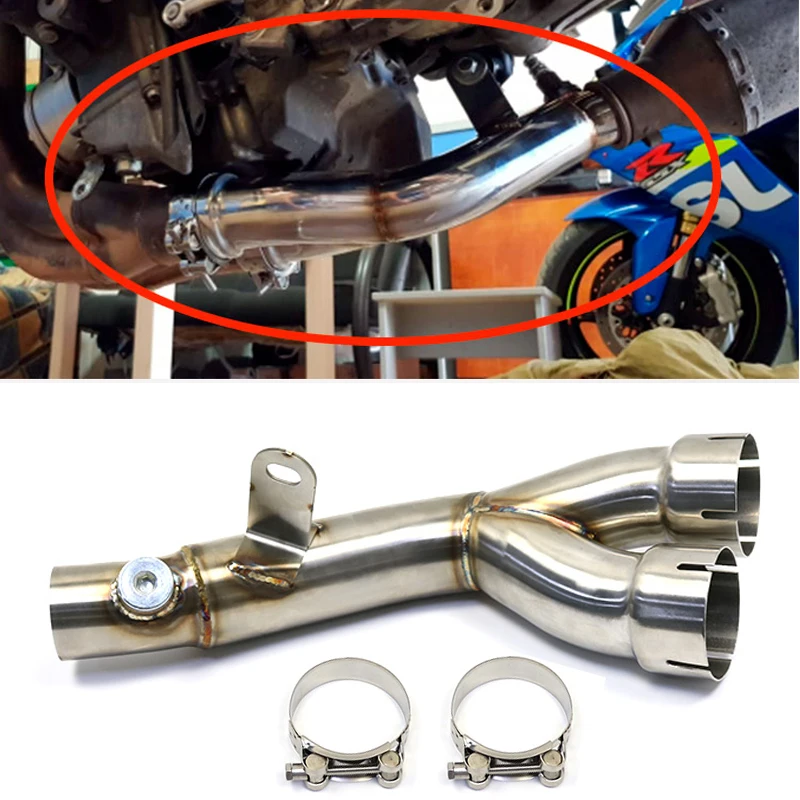 

For Yamaha R6 YZF R6 2006 - 2020 Exhaust Muffler Y Mid Pipe Link Motorcycle Link Muffler Pipe Silencer System Eliminator YZFR6