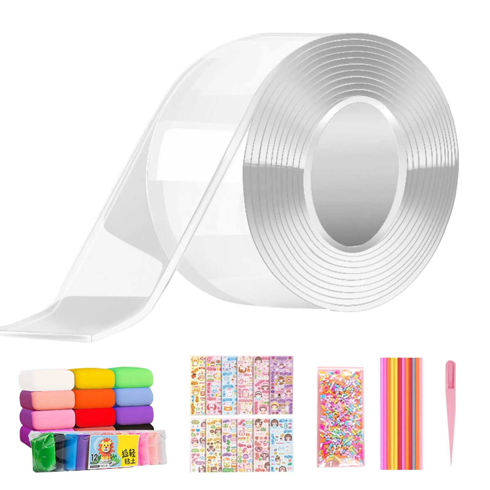 Trasparente Con Adesivi Nano Tape Riutilizzabile Double Sided Heavy Duty Rimovibile Per L'Aula Fai Da Te Craft Pinch Toy Making Palla Fatta A Mano