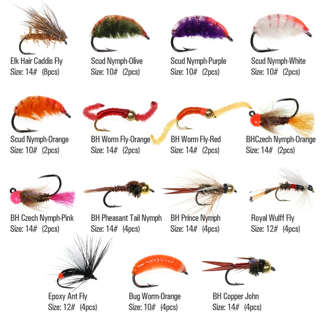 Favorite Fly Fishing Flies Assortment | Dry, Wet, Nymphs, Streamers, Wooly  Buggers, Hopper, Caddis | Trout, Steelhead, Bass Fishing Lure Set