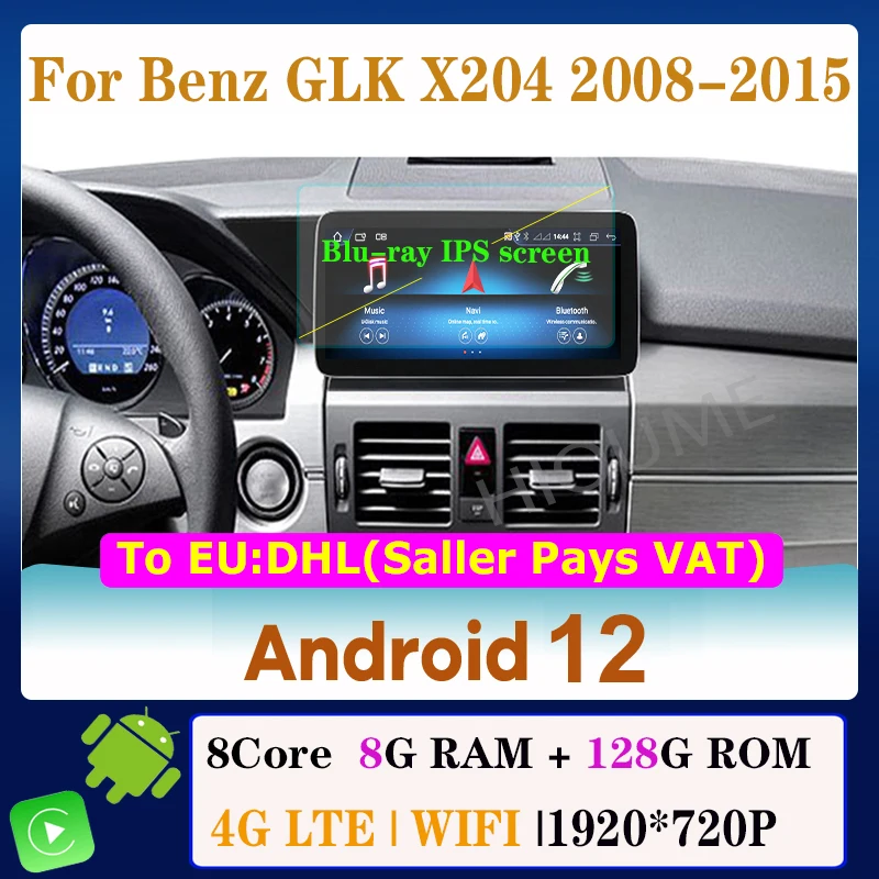 

12.5" 10.25" Android 12 8 Core 8G+128G Car DVD Radio Multimedia Player GPS Navigation for Mercedes Benz GLK Class X204 2008-2015
