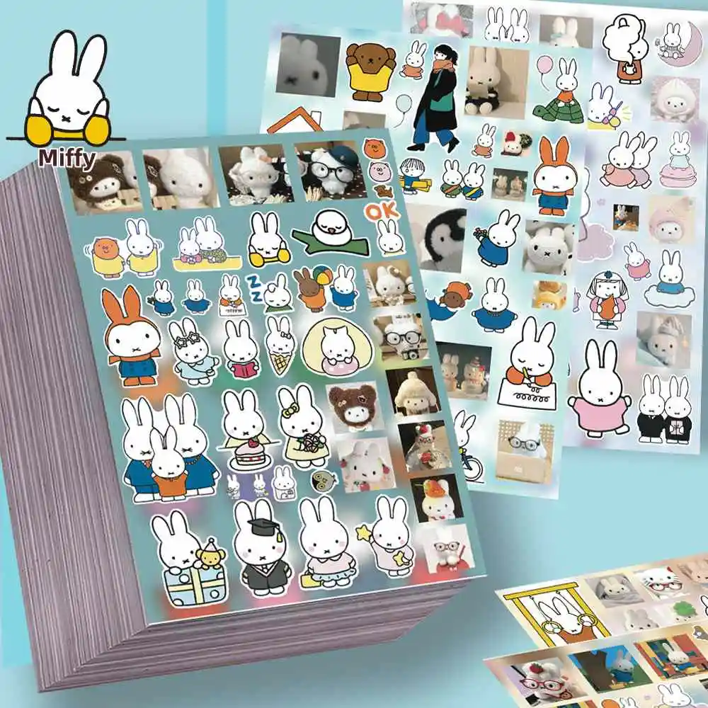 Kawaii Miffy Aufkleber im Ins-Stil Niedliche Cartoon-Sticker Kreatives Hochwertiges DIY-Collage-Material Wasserfeste Aufkleber