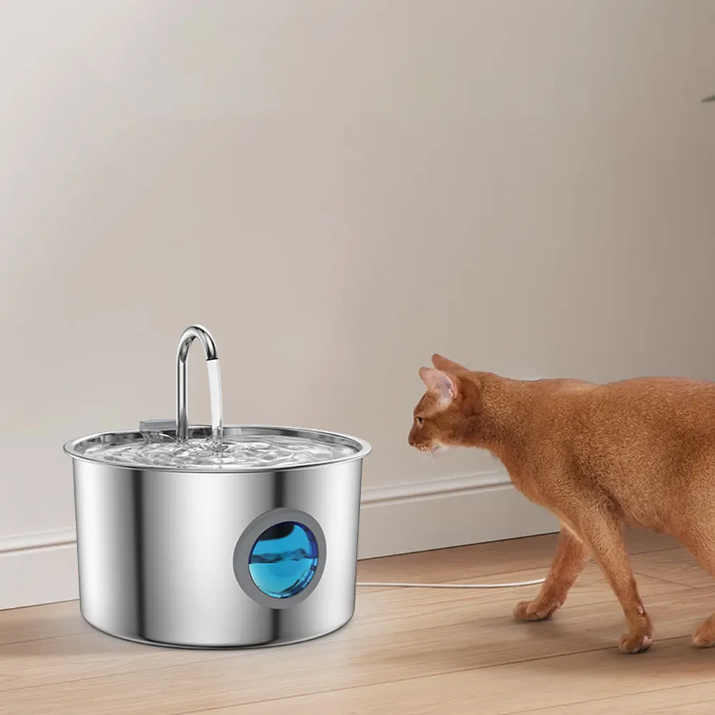 3.2L Pet Water Fountain Water Dispenser Stainless Steel Automatic Water Feeder Triple Filtration Drinking Fountain for Cats Dogs