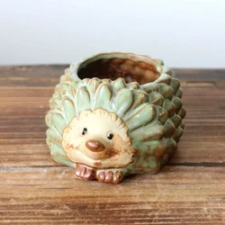 Ceramic Hedgehog Succulent Planter - Cute Decorative Bonsai Flower Pot (1pc)