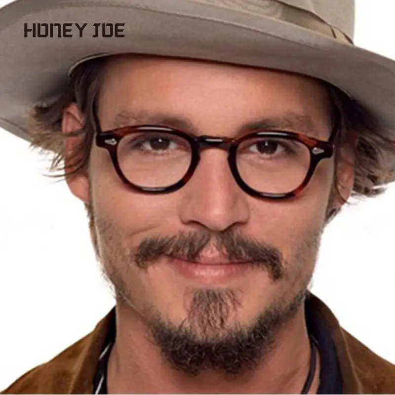 Occhiali Da Sole Rotondi In Vetro Verde - Stile Johnny Depp - Lenti UV400, Montatura Trasparente