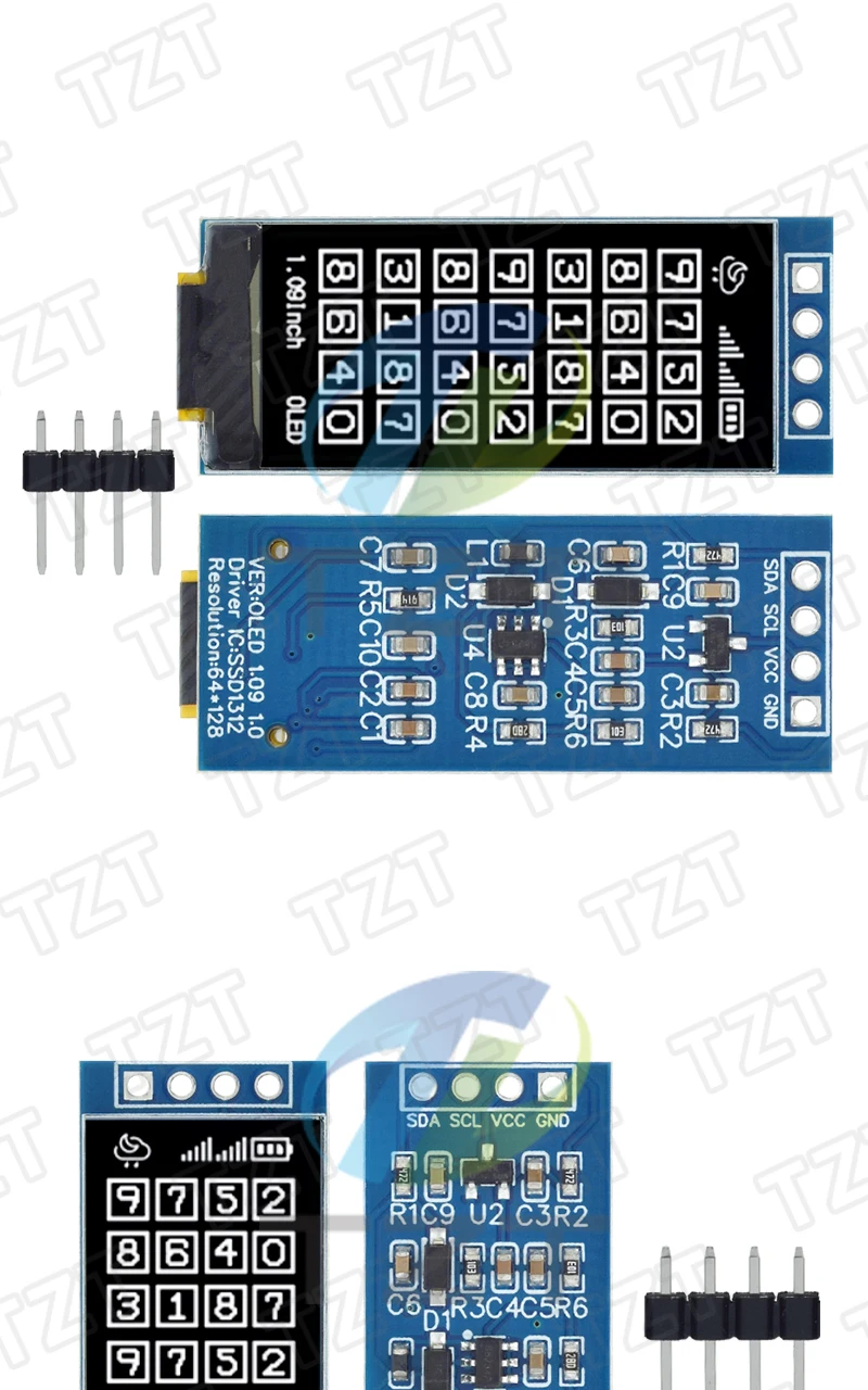 1,09 Zoll OLED-Displaymodul 128x64 Weiß SSD1312 I2C 4-Pin-Schnittstelle für Arduino Raspberry Pi, Stromsparend mit Weitem Betrachtungswinkel – Detail 3