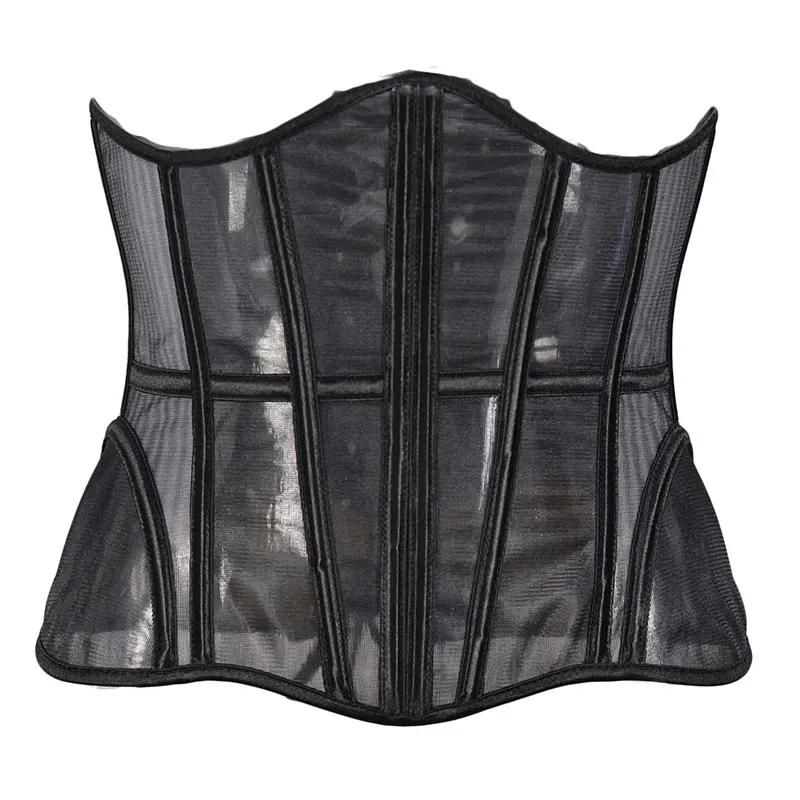 

Gorgeous Black Mesh Corset Elegant Waist Trainer Women Composite Body Shaper Belt Sexy Bustier Cincher Club Party Holiday Wear