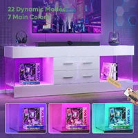 Modern 60 Inch TV Stand for 65/60/55+ TV, High Gloss White Entertainment Center with 2 Drawers & LED Lights for Living Room 6
