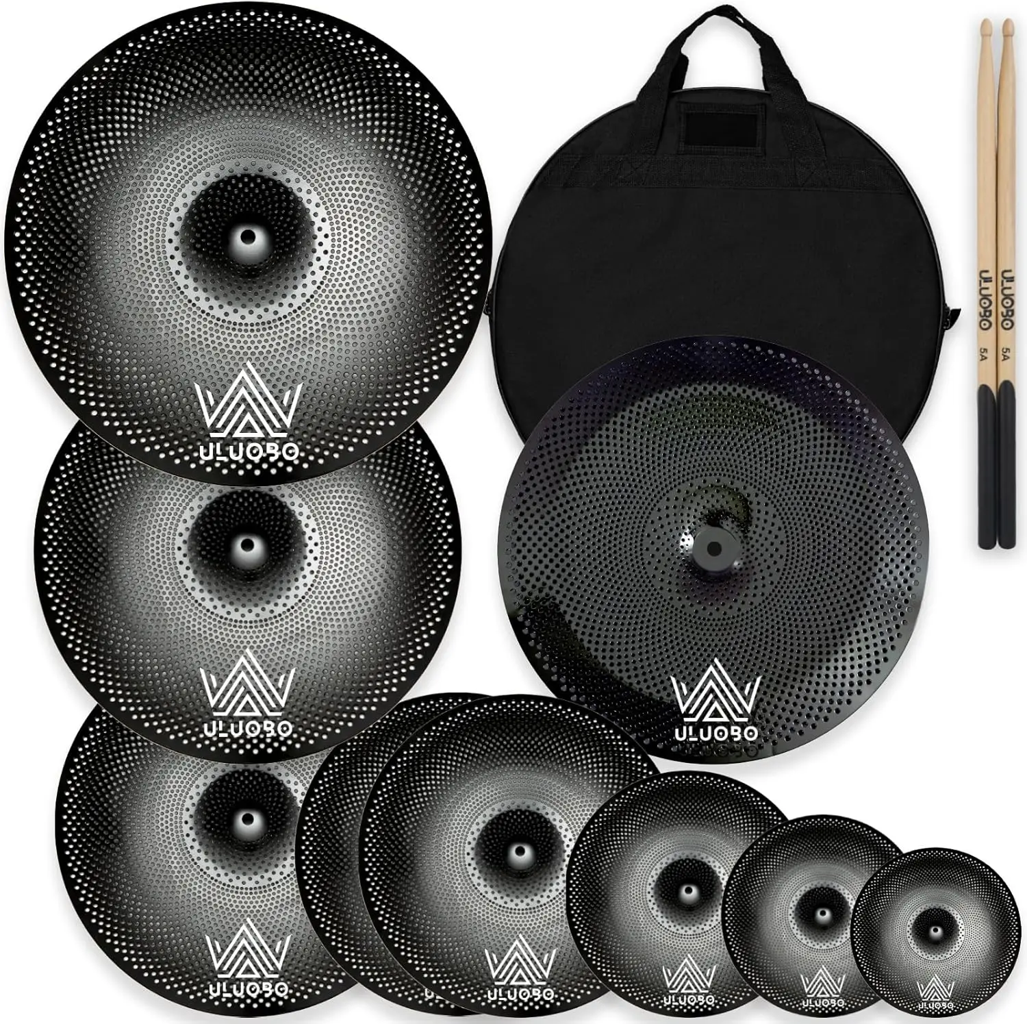Low Volume Cymbal Pack, Silent Cymbals, Quiet Cymbals Set for Drummer Practice, 6/8/10''Spalsh+14''Hihat+16"Crash+18''Crash+18''