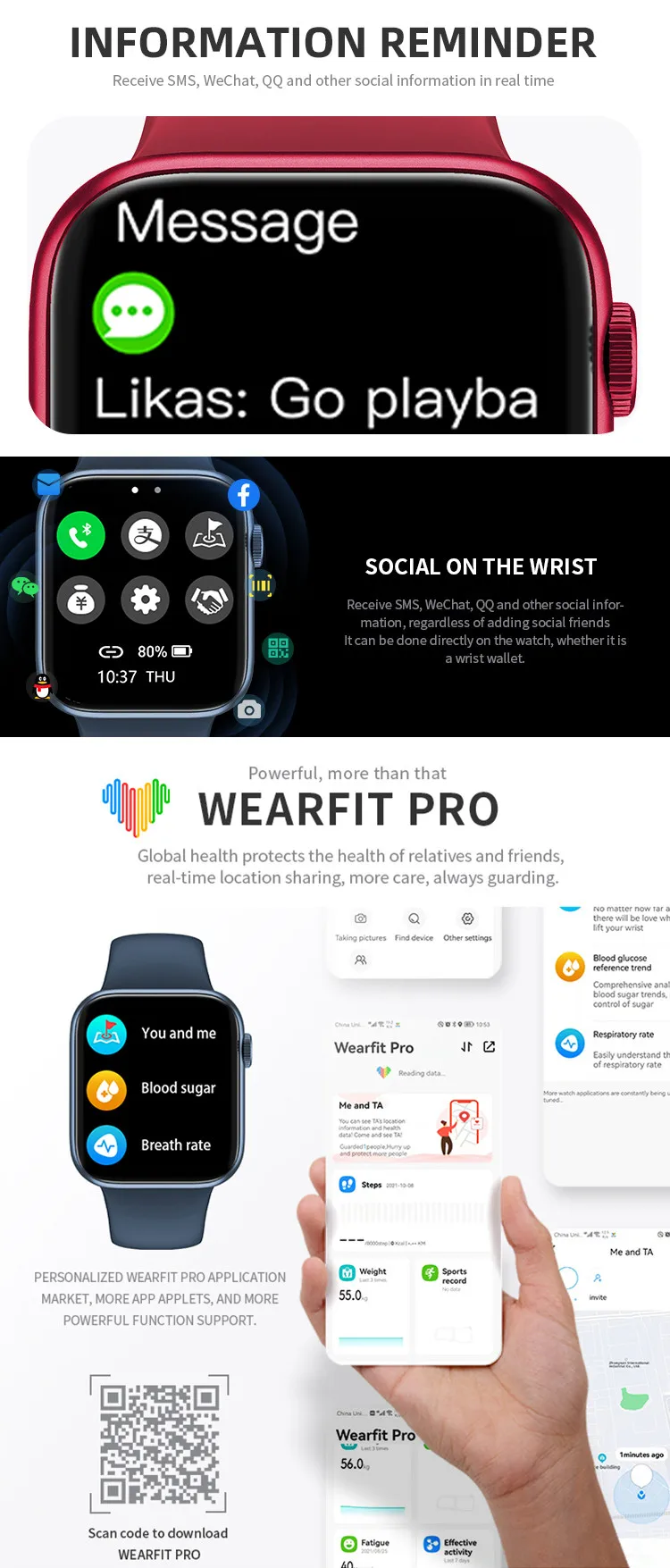 HW37 Series 7 Smart Watch Language Call Blood Sugar Monitoring Caller Information Reminder Music Sports Watch PK W27 Iwo 13 W37