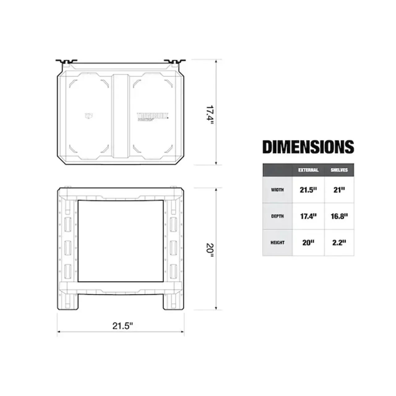 TOUGHBUILT TB-B1S3-M-20 wall mounted toolbox with dedicated shelf and fixed wall shelf 3
