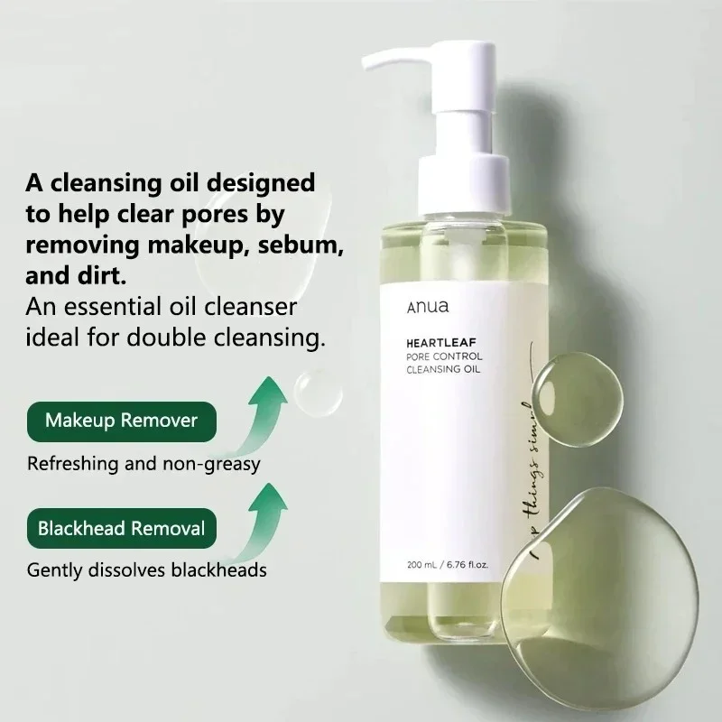 Anua Skincare Product Heartleaf Pore Control Cleansing Oil Cleanser for Face Makeup Blackhead Remover Oil Korean Original makeup remover cleansing oil