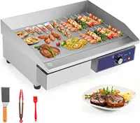 Commercial Griddle, 22" Electric Griddle 2000W, Cast Iron Griddle, Stainless Steel Frame, 122℉-572℉ Adjustable Temperature Contr 1