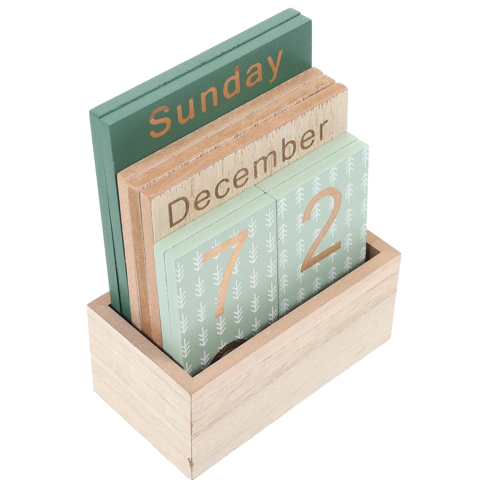 Vintage Wood Block Calendar Desk Calendar Perpetual Calendar Desktop Calendar Decor