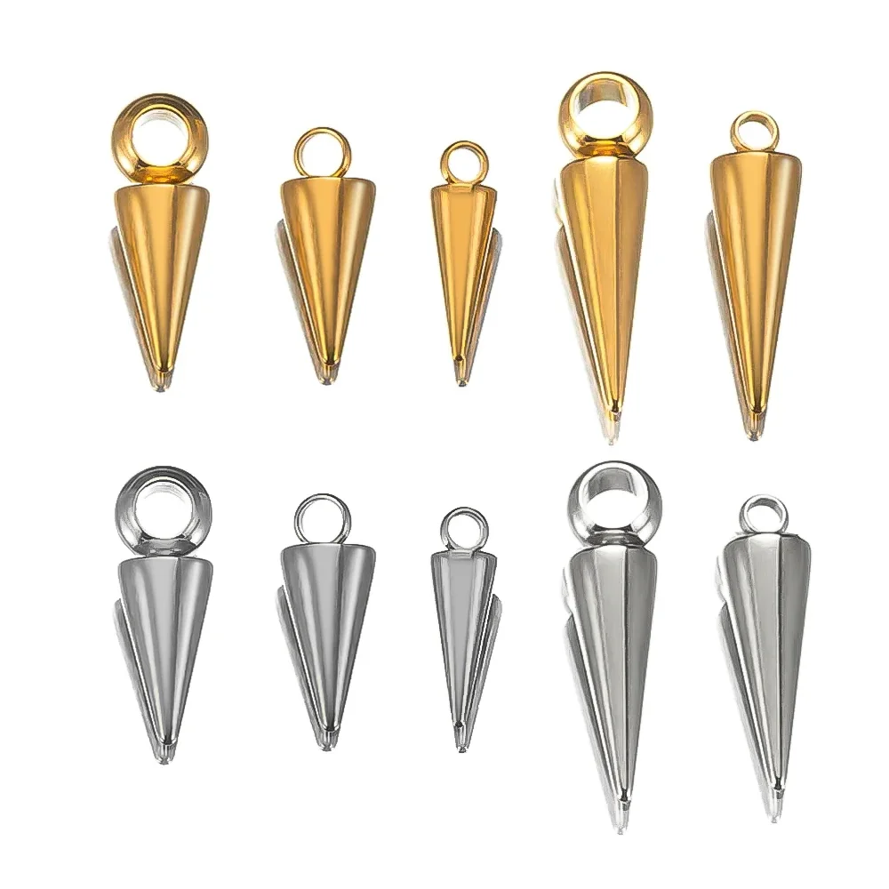 

*10PCS Stainless Steel Cone Charms Pendants Retro Spike Beads Charms Pendants for Women Man Hoop Earring Jewelry Making Supplies