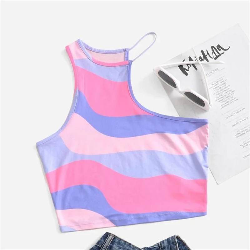 Y2k Kleidung Vintage ärmelloses Tanktop Sommer druck Persönlichkeit helle Farbe ärmellose ästhetische Harajuku Streetwear schlank – Detail 11