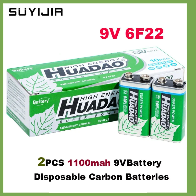

Brand New 9V6F22 Iron Shell Dry Battery 9 Volt Disposable Carbon Battery Suitable for Toy Microphone Multimeter Alarm Microphone