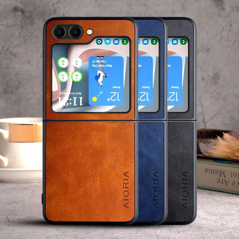 

Case for Samsung Galaxy Z Flip 5 Flip5 5G coque Luxury Vintage leather Full Protective cover for samsung galaxy z flip 5 case