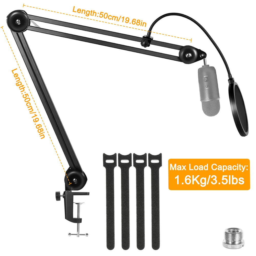 Microphone Boom Arm Stand Adjustable Suspension Scissor Spring Built-in For Blue Yeti Blue Snowball Bracket microphone stand
