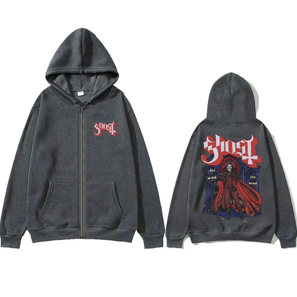 Ghost Band Zipper Hoodie Men Women Vintage Gothic Rock Metal