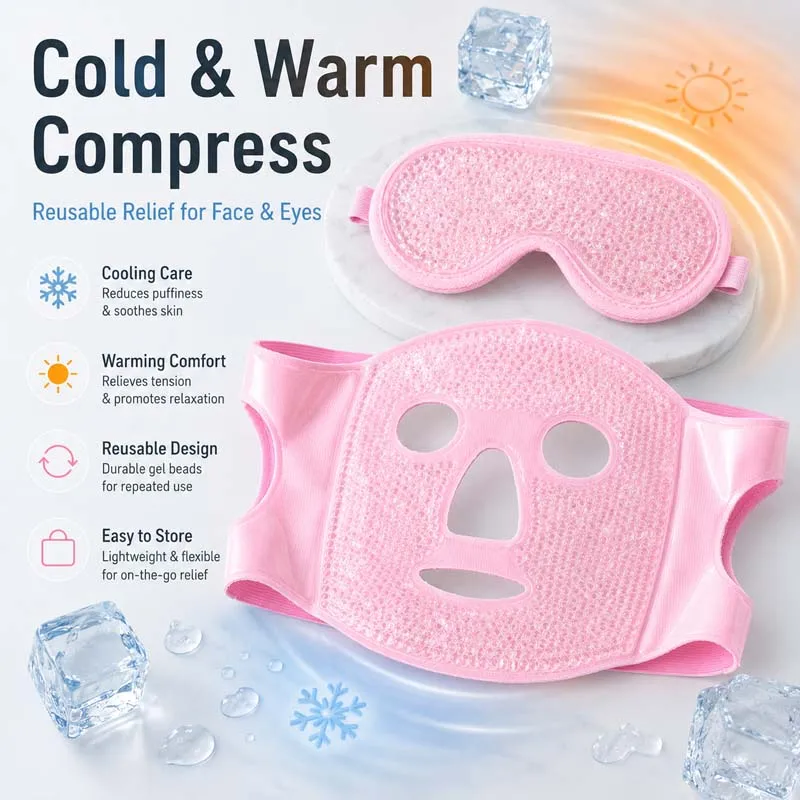Gel Bead Reusable Cooling Face & Eye Mask Set