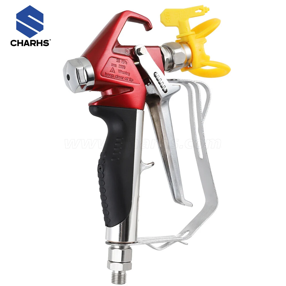 CHARHS  Airless Spray Gun similar of 538020 2 Finger Trigger Included. 1 Tip Guard. 517 airless tips Built-In airless gun Filter