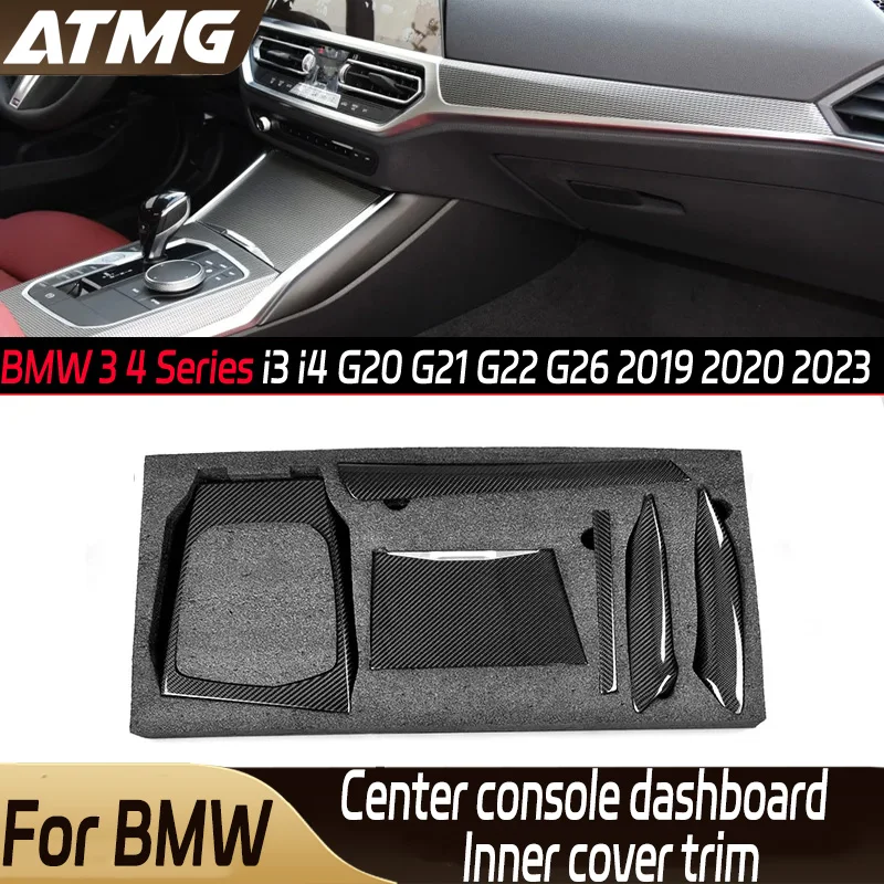 

LHD For BMW 3 4 Series I3 I4 G20 G21 G22 G26 2019 2020 2023 Car Carbon Fiber Central Console Dashboard Panel Interior Cover Trim