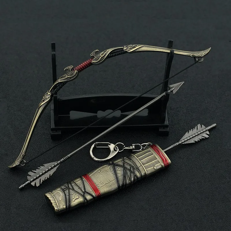 God of War Weapon Atreus Talon Bow Kratos Blades of Chaos Game Keychain Metal Weapon Katana Anime Sword Samurai Toy for Boy Gift 3