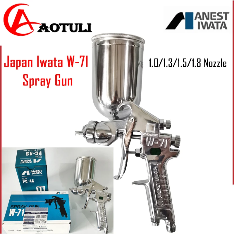 

Japan Iwata W-71 Spray Gun Car Furniture Paint Spraying High Atomization 1.0/1.3/1.5/1.8 Nozzle On The Pot