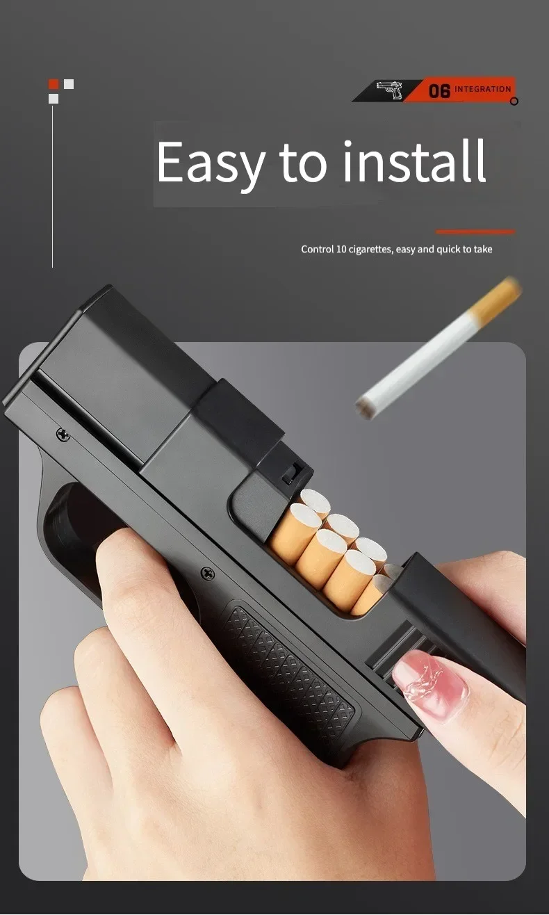 2025 New Clip Gun Type Butane Gas Lighter Three Capacity Cigarette Holder Windproof Jet Blue Flame Portable Lighters Men's Gifts