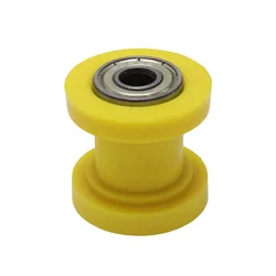 Universal 8mm Metal Motorcycle Chain Pulley Roller Guard with Bearing - Durable Drive Chain Slider Accessory (Yellow 8mm)