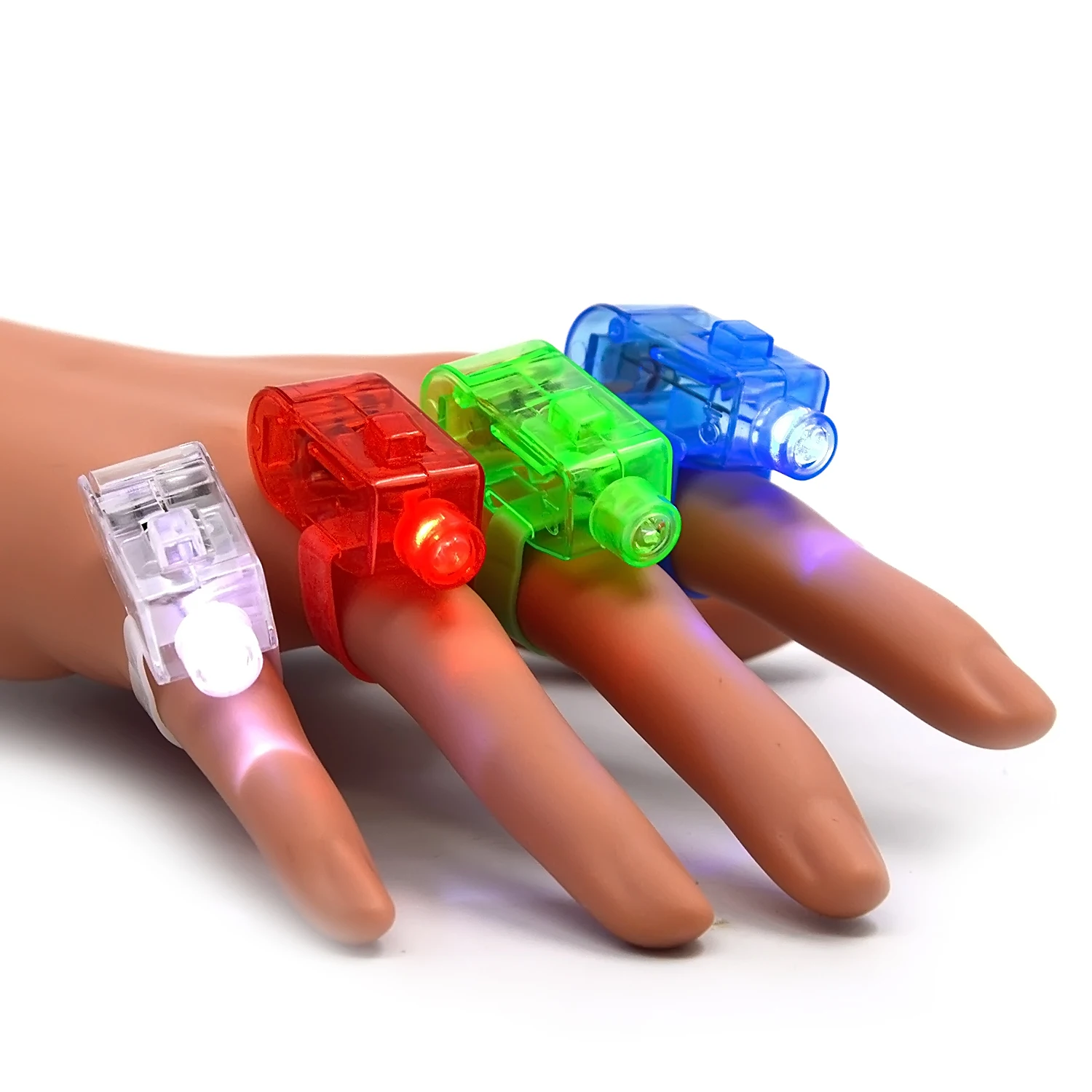 

HOT SALE 4PCS Colorful LED Finger Glowing Ring Flashlight Light Toy For Party Christmas Bar Bounce Concert Boosting Props