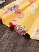 Printemps et automne hiver filles enfants filles, décontracté mignon doux pétale manches ceinture réglable numérique imprimé robe 5