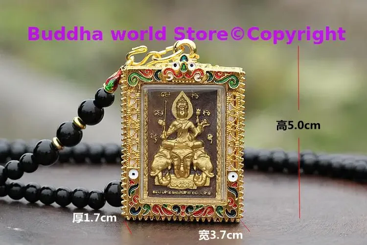 Southeast Asia Thailand Temple Efficacious talisman safe GOOD LUCK four-faced Buddha Ganesh God Buddha card Pendant Amulet 6