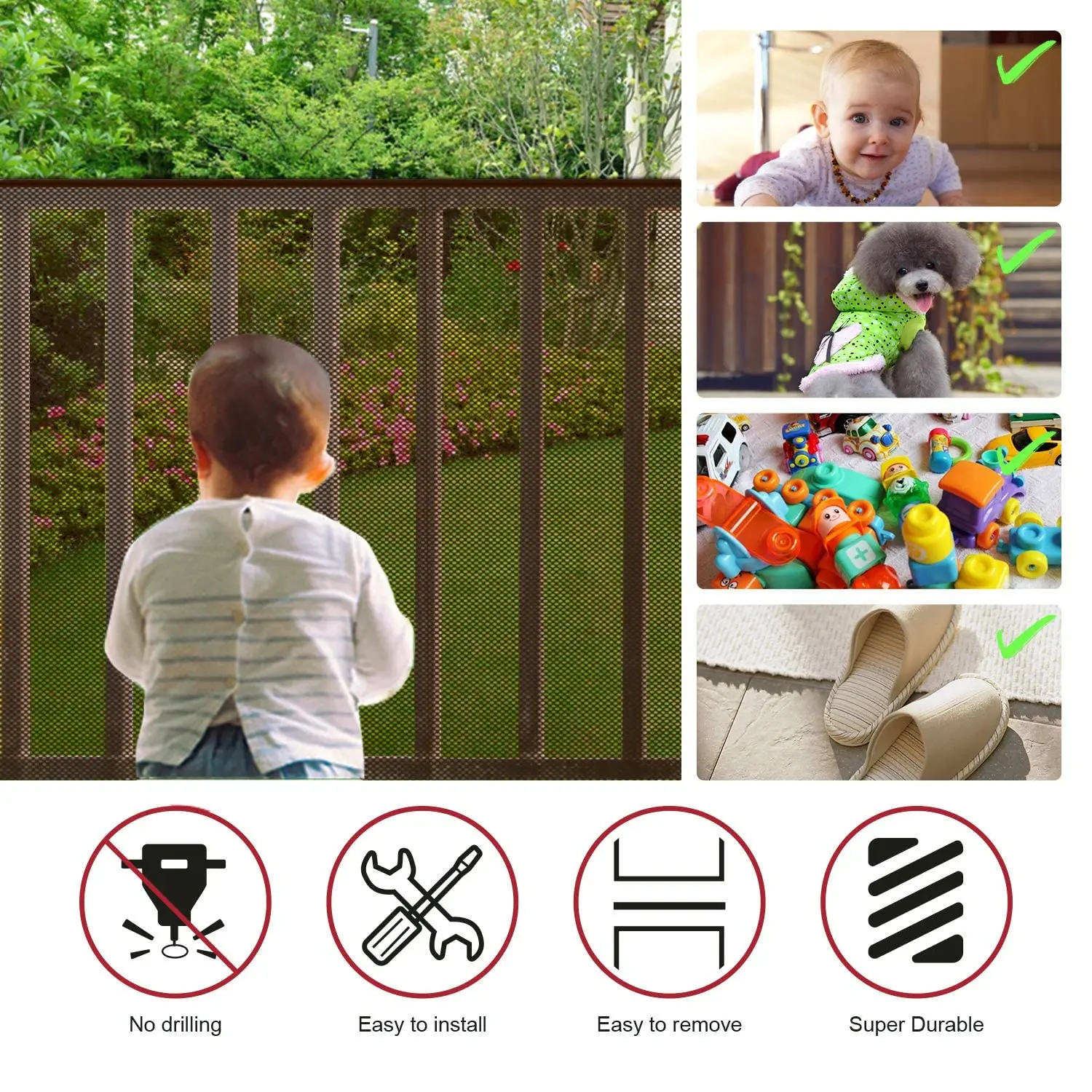 Banister Guard Deck Safety Net for Baby Proofing Balcony Mesh Netting Stairway Deck Rail Mesh Netting