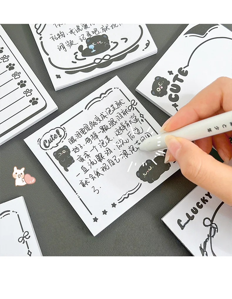50 Blatt Kawaii-Katze, nicht klebendes Sammelalbum, niedlicher Cartoon-Quadrat-Notizblock, Nachrichtenbuch, Schule, Büro, Studenten, Schreibwaren – Detail 7