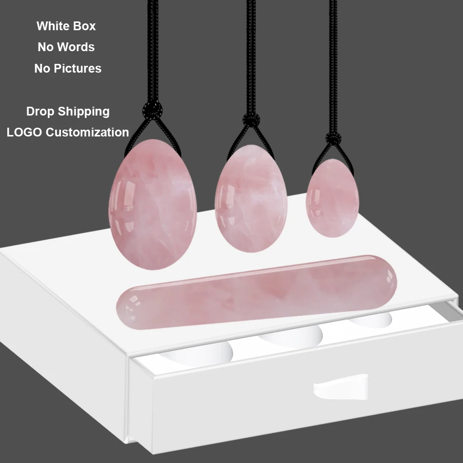 

Natural Rose Quartz Yoni Egg Jade Eggs Women Kegel Exerciser Vaginal Muscles Tightening Ball Crystal Yoni Wand Kegel Eggs