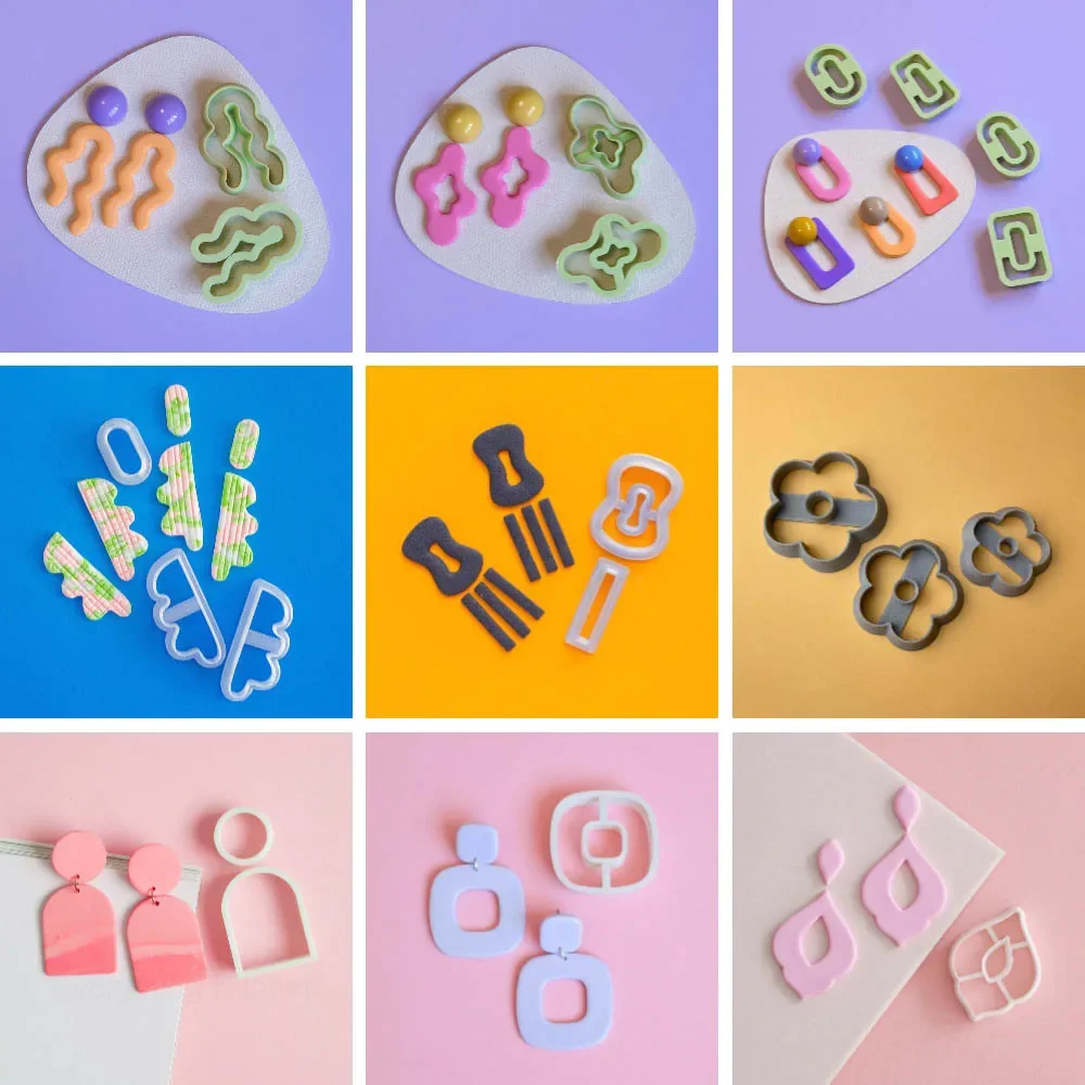 Polymer clay cutter pottery clay tools Soft Pottery Earrings Polymer Clay Cutter DIY INS French Earrings Shape Cutting Die for Stone Sculpture Jewelry Pendant Making