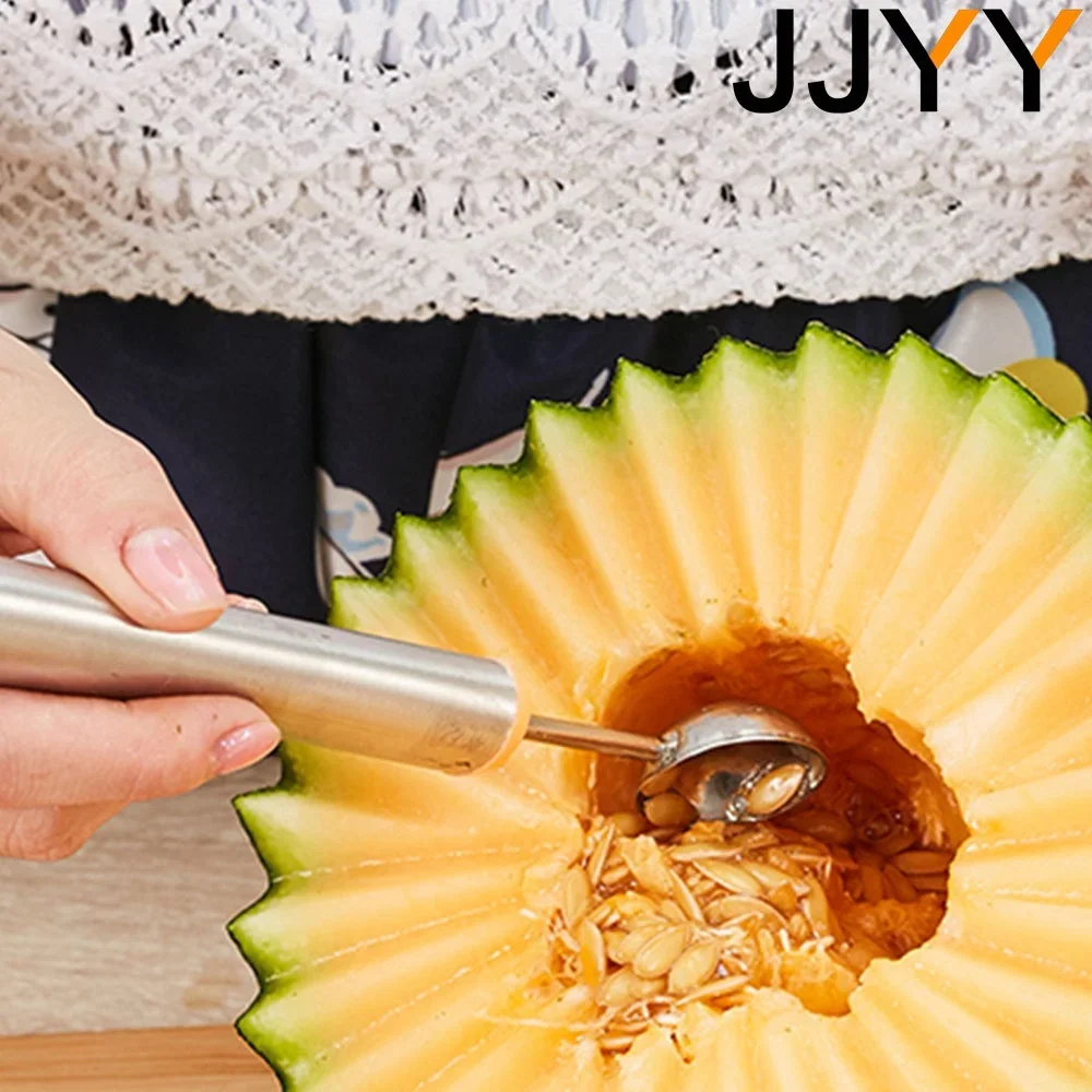 JJYY Watermelon Ice Cream Dig Ball Scoop Spoon Watermelon Melon Fruit Carving Knife Cutter Gadgets Diy Assorted Cold Dishes Tool